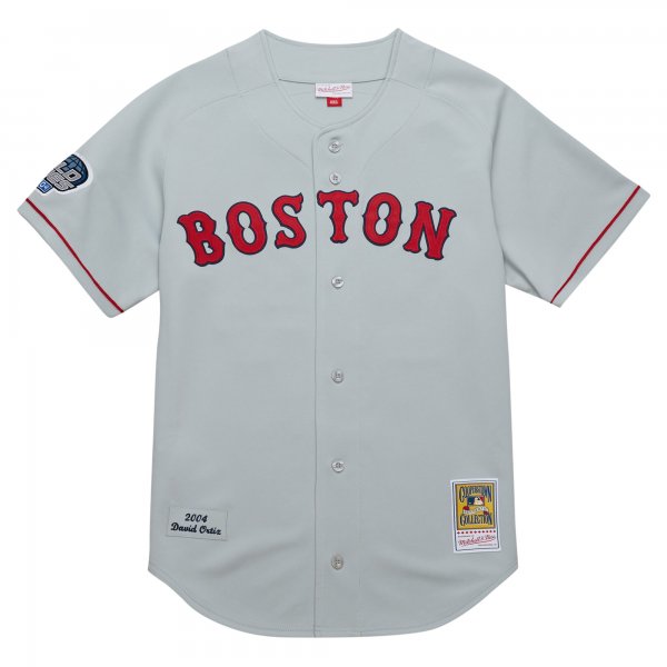 Men's Boston Red Sox David Ortiz Mitchell & Ness Gray 2004 Cooperstown Collection Throwback Jersey