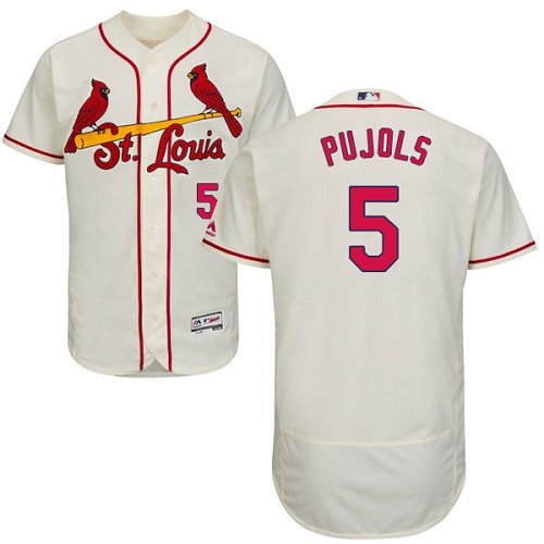 St. Louis Cardinals #5 Albert Pujols Cream Flexbase Collection Stitched MLB Jersey