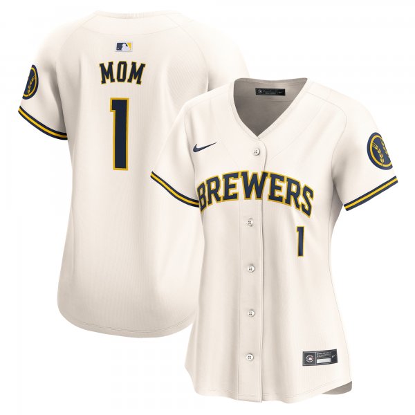 Women's Milwaukee Brewers Nike Cream #1 Mom Home Limited Jersey