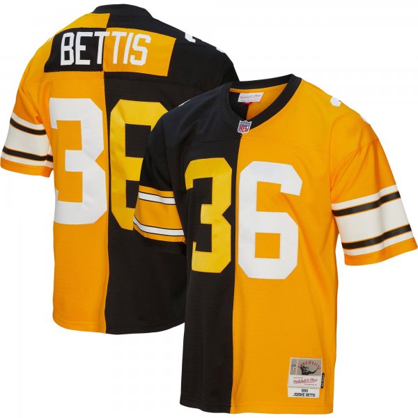 Men's Pittsburgh Steelers Jerome Bettis Mitchell & Ness Black/Gold 1996 Split Legacy Replica Jersey