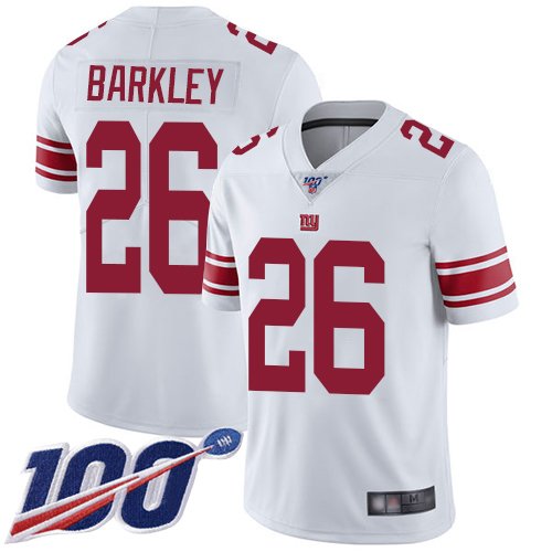 New York Giants #26 Saquon Barkley White Youth Stitched NFL 100th Season Vapor Limited Jersey