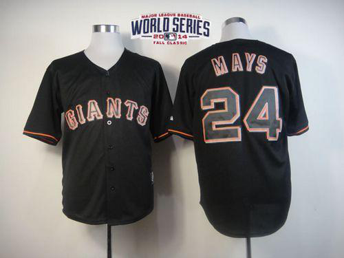 San Francisco Giants #24 Willie Mays Black Fashion W/2014 World Series Patch Stitched MLB Jersey