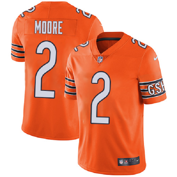 Men's Nike Chicago Bears #2 D.J. MOORE Orange Vapor Limited NFL Jersey