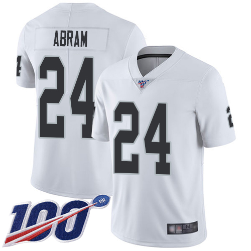 Las Vegas Raiders #24 Johnathan Abram White Men's Stitched NFL 100th Season Vapor Limited Jersey