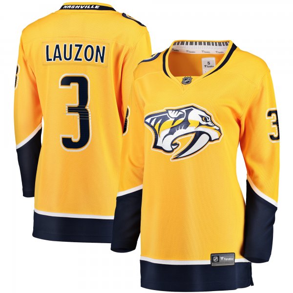 Women's Nashville Predators Jeremy Lauzon Fanatics Gold Home Breakaway Player Jersey