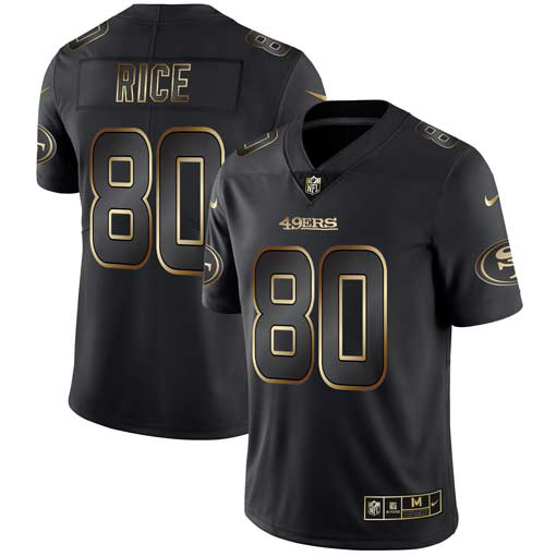 Men's Nike San Francisco 49ers #80 Jerry Rice Black Gold Vapor Untouchable Limited NFL Jersey