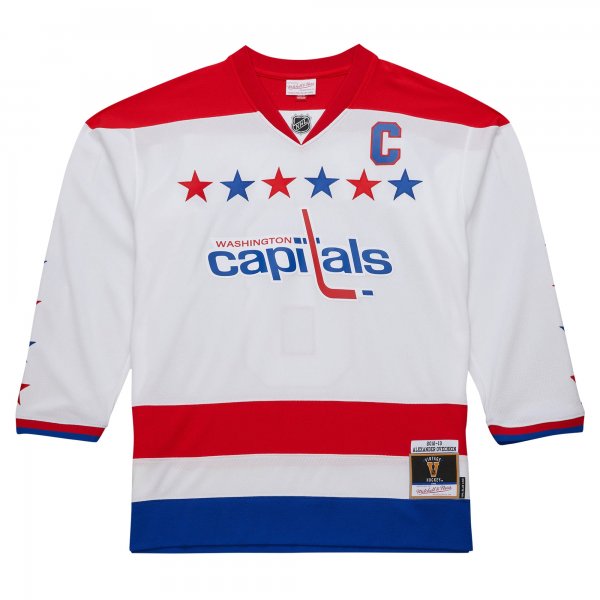 Men's Washington Capitals Alexander Ovechkin Mitchell & Ness White  2012/13 Alternate Captain Blue Line Player Jersey