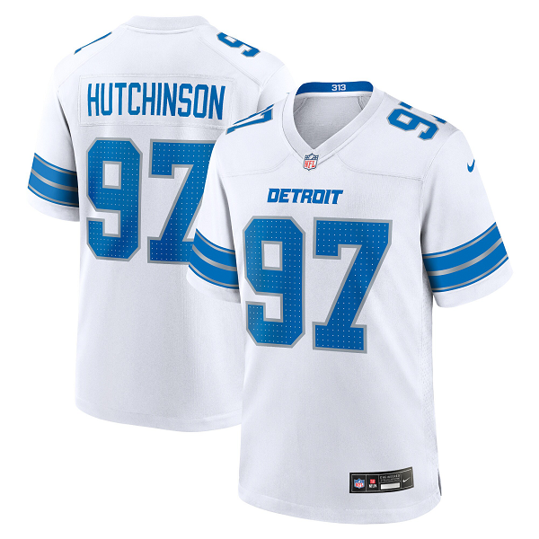 Men's Detroit Lions #97 Aidan Hutchinson Nike White Limited Jersey