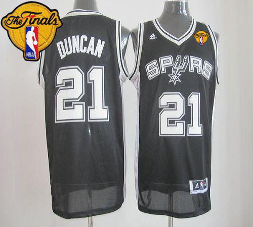 Men's Revolution 30 San Antonio Spurs #21 Tim Duncan Black Finals Patch Stitched NBA Jersey