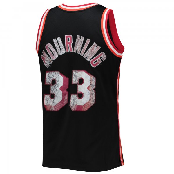 Men's Miami Heat Alonzo Mourning Mitchell & Ness Black 1996/97 Hardwood Classics NBA 75th Anniversary Diamond Swingman Jersey