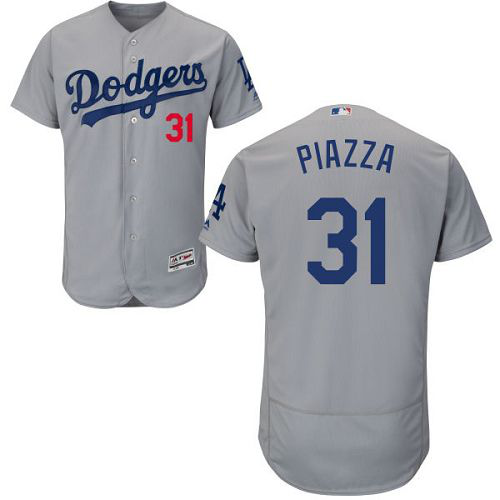 Los Angeles Dodgers #31 Mike Piazza Grey Flexbase Collection Stitched MLB Jersey