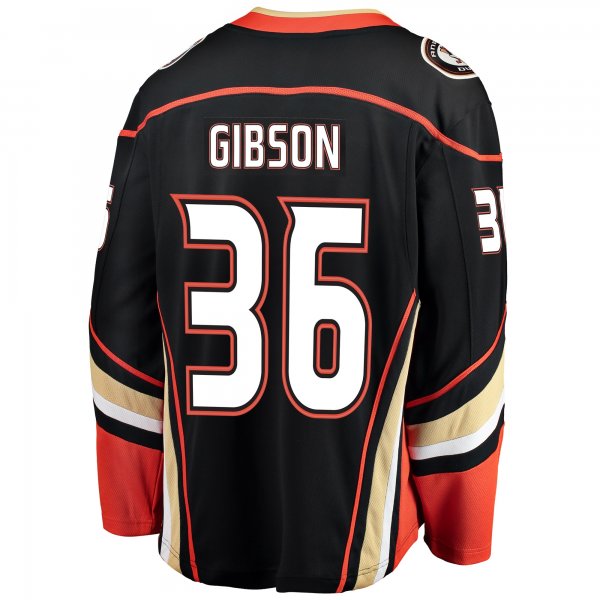 Men's Anaheim Ducks John Gibson Fanatics Black Breakaway Player Jersey