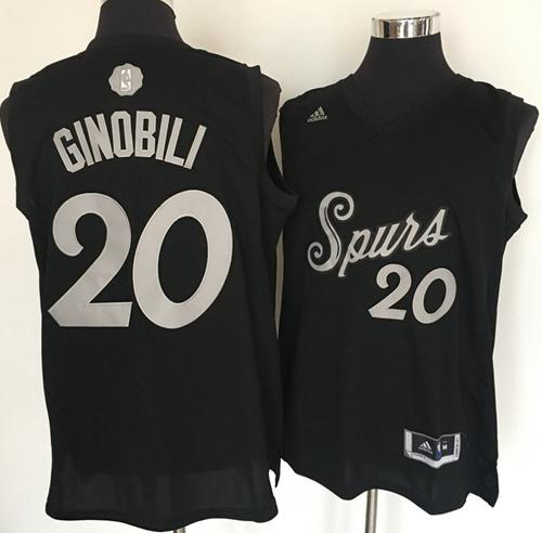 Men's San Antonio Spurs #20 Manu Ginobili Black 2016-2017 Christmas Day Stitched NBA Jersey