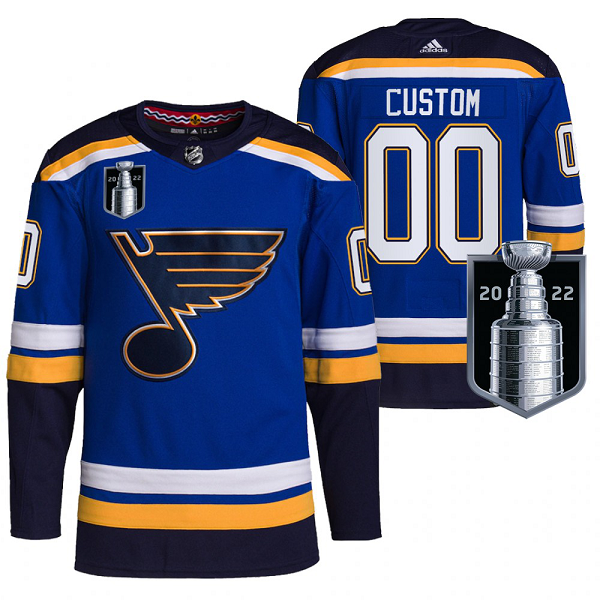 Men's St. Louis Blues 2022 Stanley Cup Playoffs Blue Custom Jersey