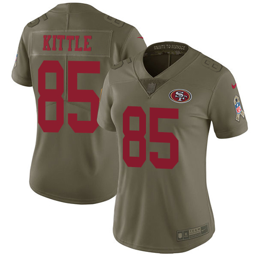 Women's Nike San Francisco 49ers #85 George Kittle Limited Olive 2017 Salute to Service NFL Jersey