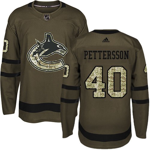 Adidas Vancouver Canucks #40 Elias Pettersson Green Salute to Service Stitched NHL Jersey