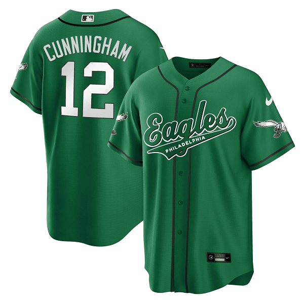 Men's Philadelphia Eagles #12 Randall Cunningham Green Baseball Stitched Jersey