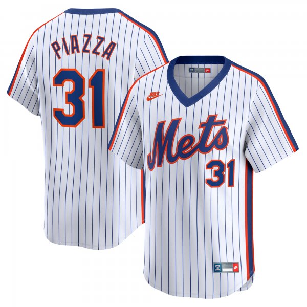 Men's New York Mets Mike Piazza Nike White Throwback Cooperstown Limited Jersey