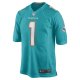 Men's Miami Dolphins Number 1 Dad Nike Aqua Game Jersey