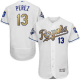 Kansas City Royals #13 Salvador Perez White 2015 World Series Champions Gold Program FlexBase Stitched MLB Jersey