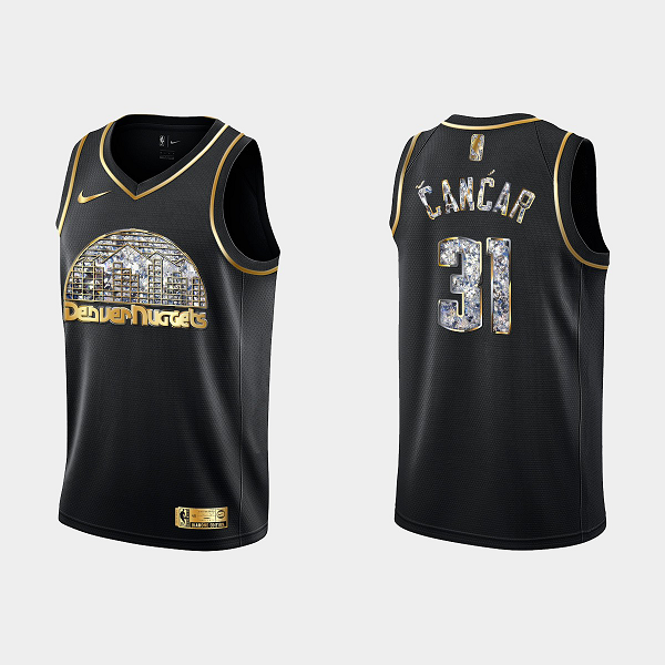 Men's Denver Nuggets 2022 NBA Playoffs Vlatko Cancar #31 Diamond Edition Retro Logo Black Jersey