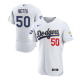 Men's Nike Los Angeles Dodgers #50 Mookie Betts White VII Gold Series MLB Jersey