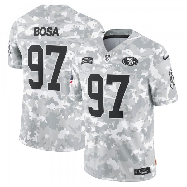 Men's San Francisco 49ers #97 Nick Bosa Nike Arctic Camo 2024 Salute to Service Limited Jersey