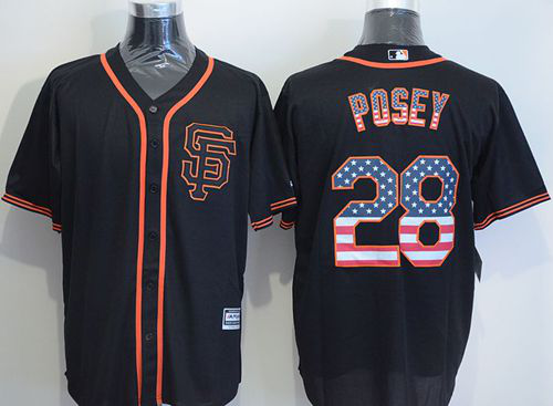 San Francisco Giants #28 Buster Posey Black USA Flag Fashion Stitched MLB Jersey