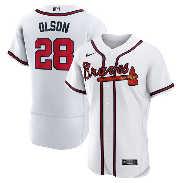 Men's Atlanta Braves #28 Matt Olson Nike White Home Flex Base Jersey