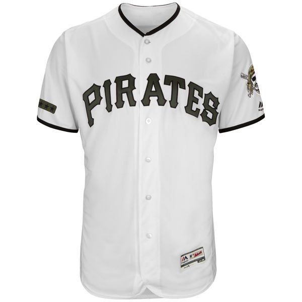 Men's Pittsburgh Pirates Blank Majestic White 2018 Memorial Day Collection Flex Base MLB Team Jersey