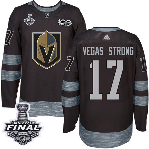 Adidas Golden Vegas Golden Knights #17 Vegas Strong Black 1917-2017 100th Anniversary 2018 Stanley Cup Final Stitched NHL Jersey