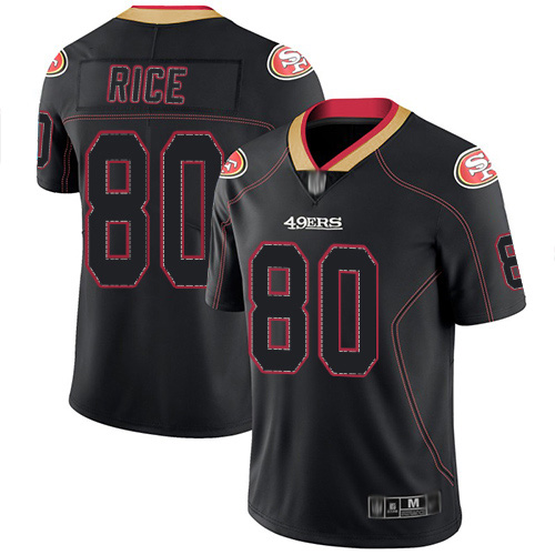 San Francisco 49ers #80 Jerry Rice Lights Out Black Men's Stitched NFL Limited Rush Jersey