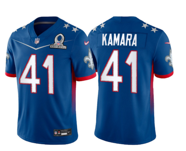 Men's New Orleans Saints #41 Alvin Kamara Blue 2022 Pro Bowl Vapor Untouchable Stitched Limited Jersey