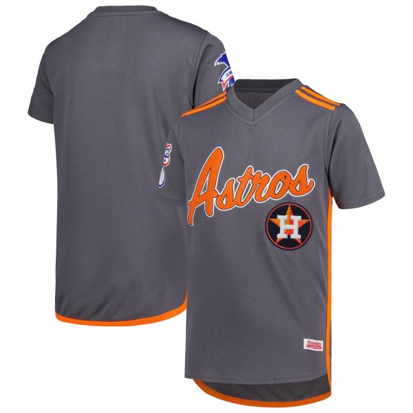 Youth Houston Astros Stitches Charcoal Team V-Neck Jersey