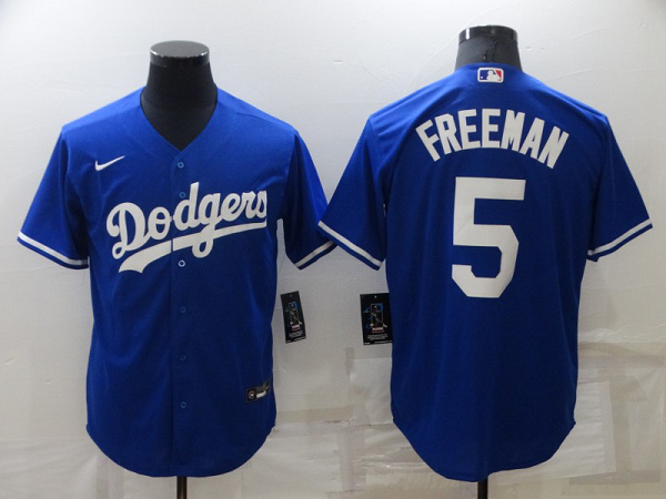 Men's Nike Los Angeles Dodgers #5 Freddie Freeman Royal Stitched MLB Cool Base Jersey