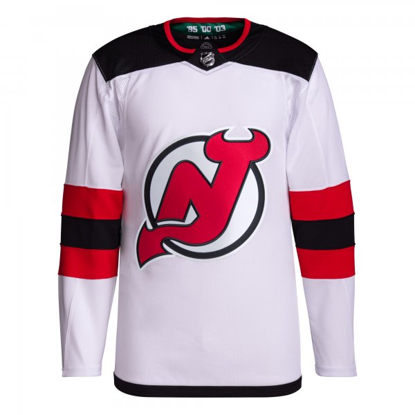 Men's New Jersey Devils  adidas White Away Primegreen Jersey