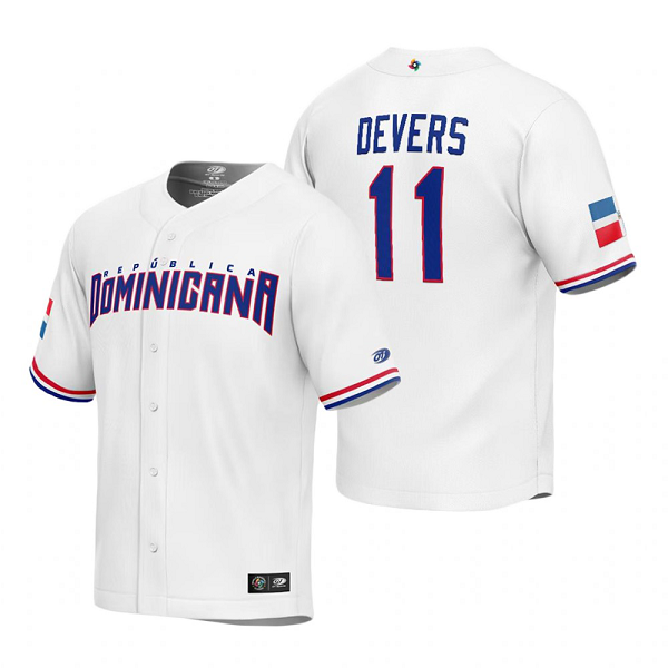 Dominican Republic Baseball Rafael Devers White 2023 World Baseball Classic Replica Jersey