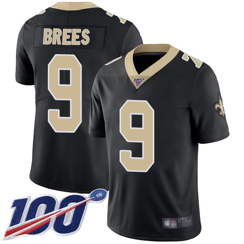 New Orleans Saints #9 Drew Brees Black Team Color Men's Stitched NFL 100th Season Vapor Limited Jersey