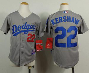 Los Angeles Dodgers #22 Clayton Kershaw Grey Cool Base Stitched Youth MLB Jersey