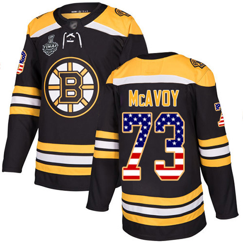 Boston Bruins #73 Charlie McAvoy Black Home USA Flag Stanley Cup Final Bound Stitched Adidas NHL Jersey