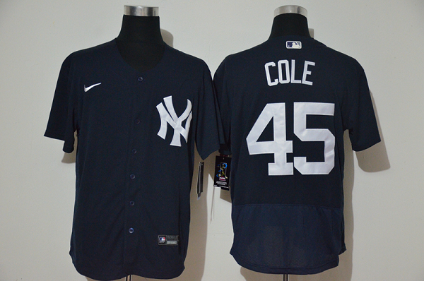 Men's Nike New York Yankees #45 Gerrit Cole Black Stitched MLB Flex Base Jersey