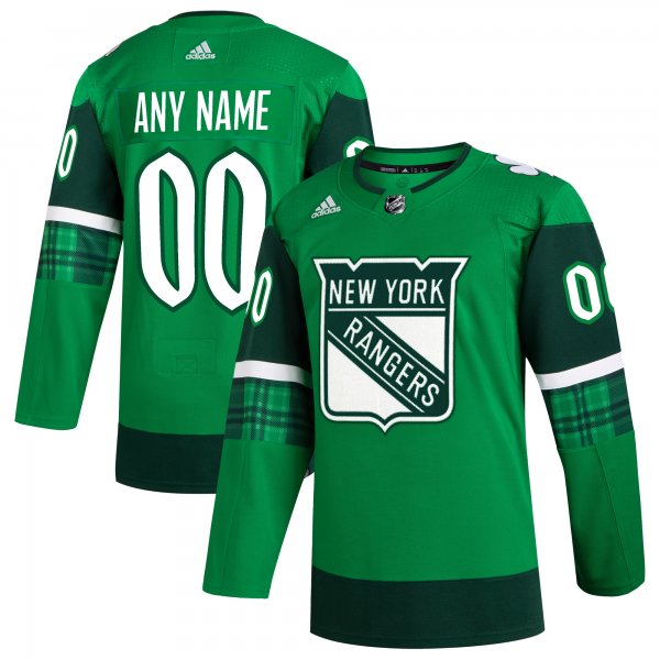 Men's New York Rangers  adidas Kelly Green St. Patrick's Day Custom Jersey