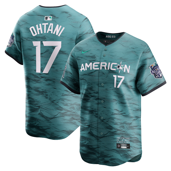 Men's American League #17 Shohei Ohtani Nike Teal 2023 MLB All-Star Game Cool BaseJersey