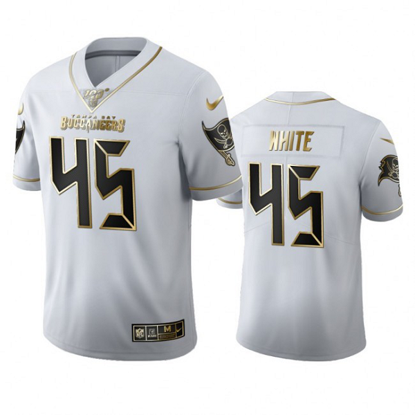 Tampa Bay Buccaneers #45 Devin White Men's Nike White Golden Edition Vapor Limited NFL 100 Jersey