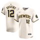 Men's Milwaukee Brewers #12 Rhys Hoskins Nike Cream Home Limited Player Jersey