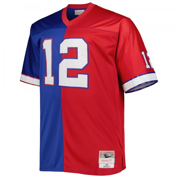 Men's Buffalo Bills Jim Kelly Mitchell & Ness Royal/Red Big & Tall Split Legacy Retired Player Replica Jersey