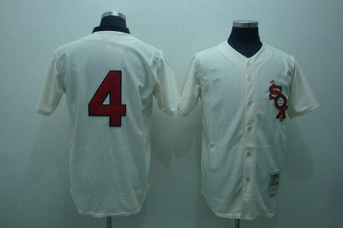 Mitchell And Ness Chicago White Sox #4 Luke Appling Stitched Cream Throwback MLB Jersey