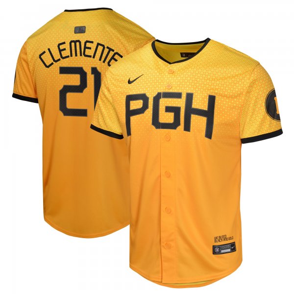 Youth Pittsburgh Pirates Roberto Clemente Nike Gold City Connect Limited Player Jersey