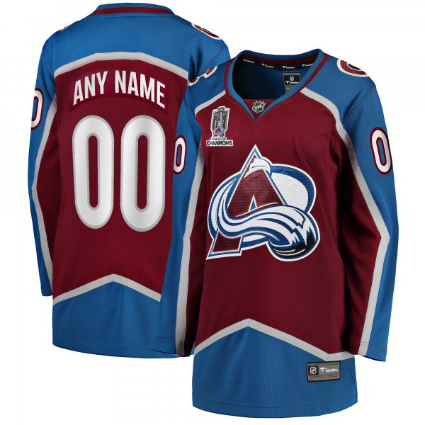 Women's Colorado Avalanche Fanatics Burgundy Home 2022 Stanley Cup Champions Breakaway Custom Jersey