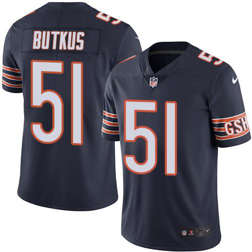 Men's Nike Chicago Bears #51 Dick Butkus Navy Blue Team Color Stitched NFL Vapor Untouchable Limited Jersey